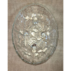 Vintage Indiana Glass Garland Clear Footed Harvest Fruit Centerpiece Bowl Large